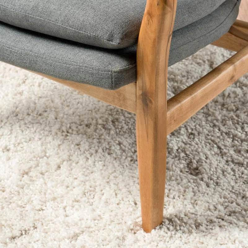 Amantha Tufted Polyester Armchair – Mid-Century Modern Design with Birch Wood Frame & Legs