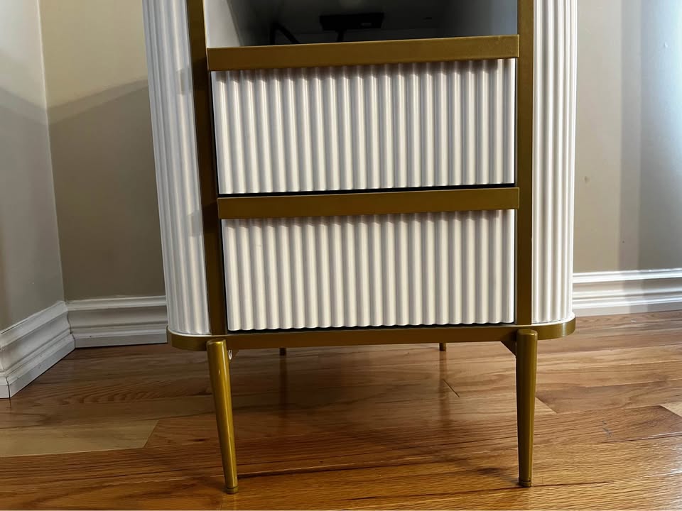 End Table/Nightstand with Marbleized Desktop & Smart Charging Station