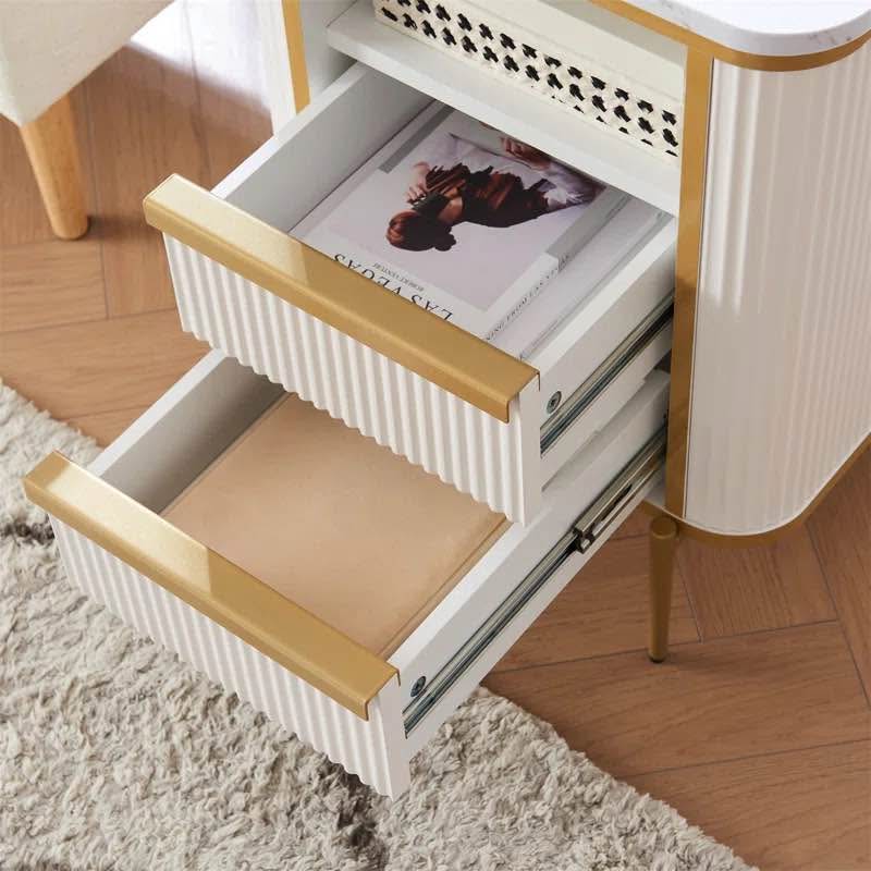 End Table/Nightstand with Marbleized Desktop & Smart Charging Station