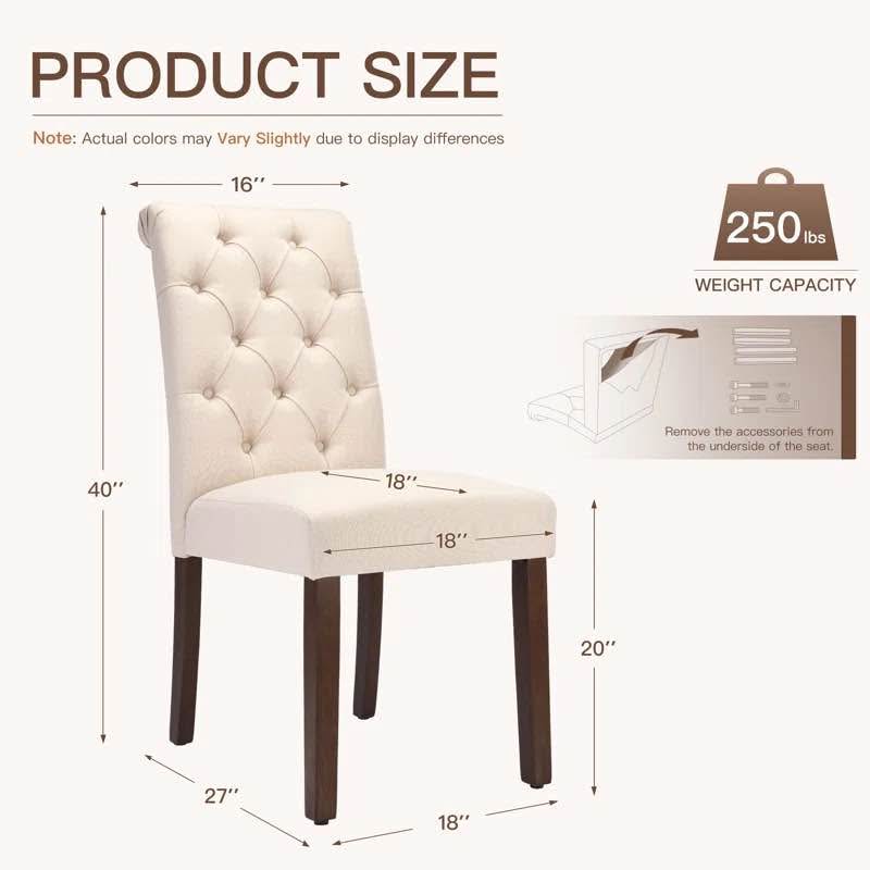 Artemisia Tufted Upholstered Wooden Dining Chairs (Set of 2)