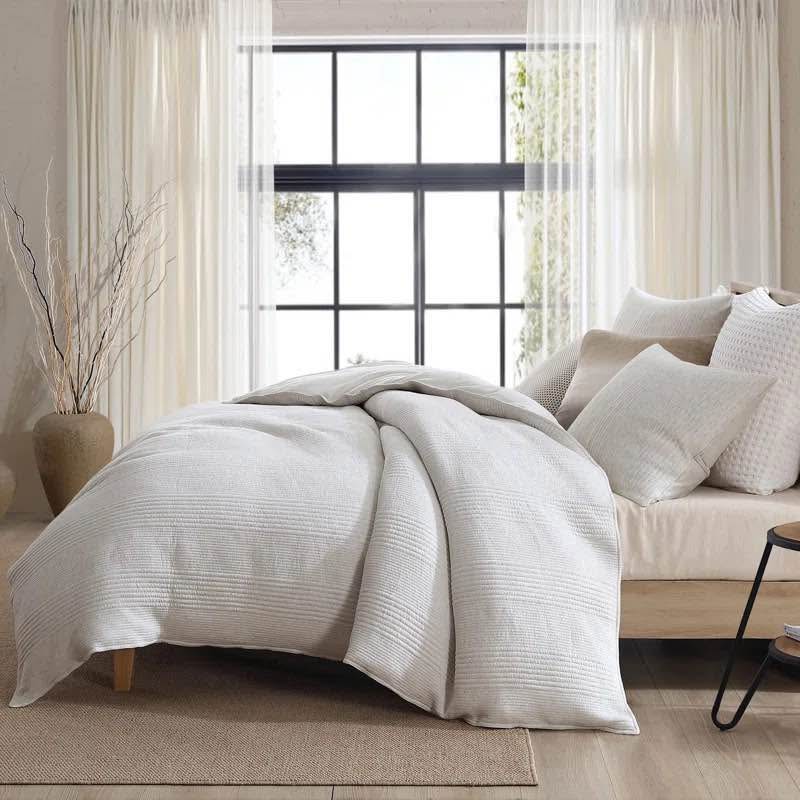 DKNY Full/Queen Ribbed Cotton Blend Duvet Cover Set