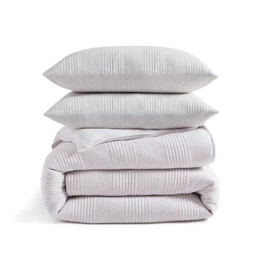 DKNY Full/Queen Ribbed Cotton Blend Duvet Cover Set