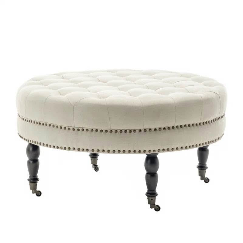 Ashden Round Cocktail Ottoman with Wheels