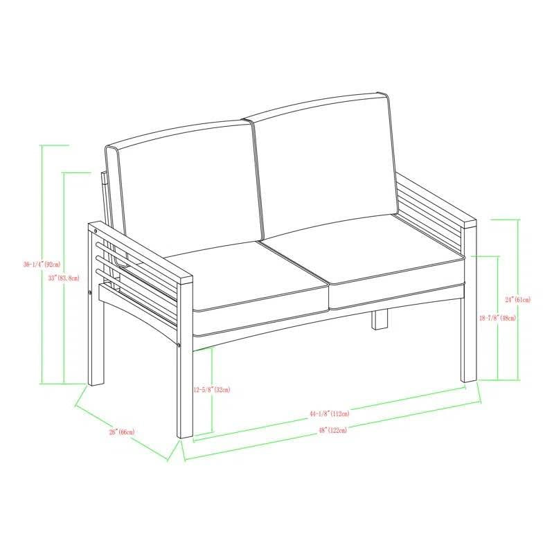 Piatto 48'' Acacia Outdoor Loveseat