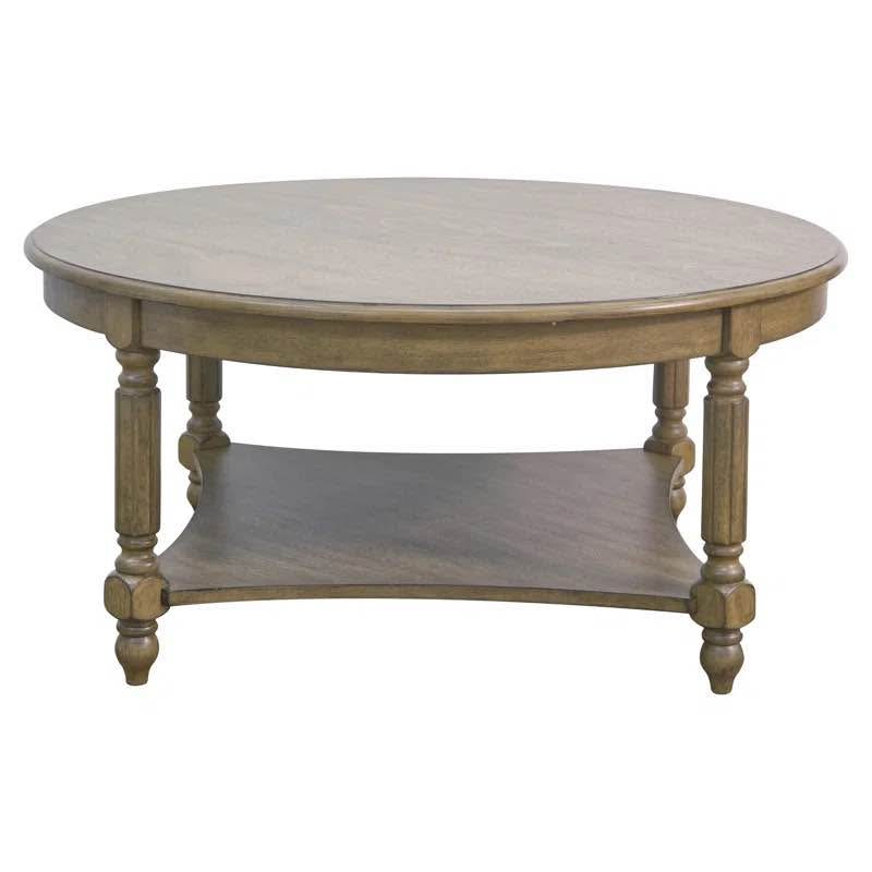 Marcello Round Solid Wood Coffee Table with Shelf