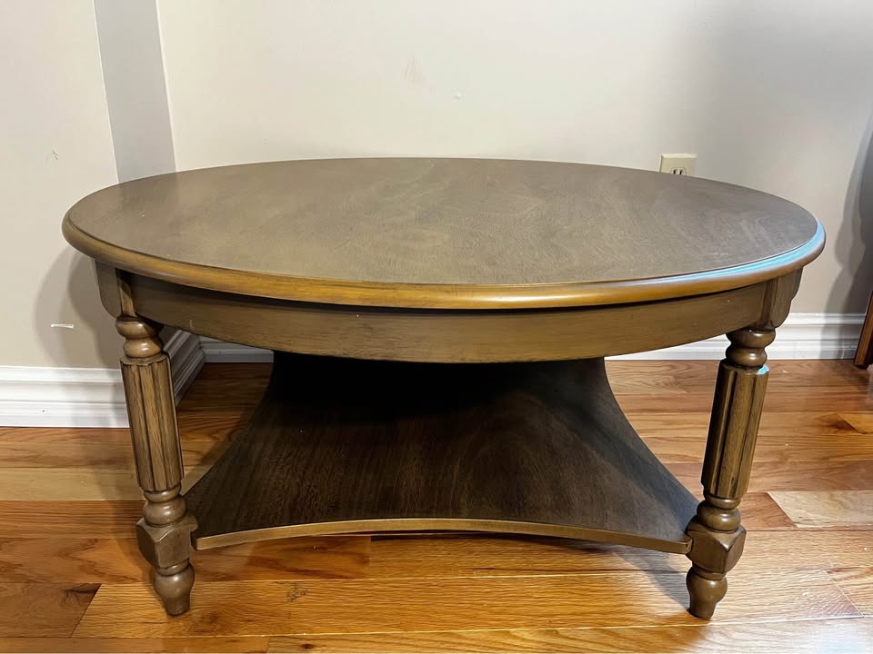 Marcello Round Solid Wood Coffee Table with Shelf