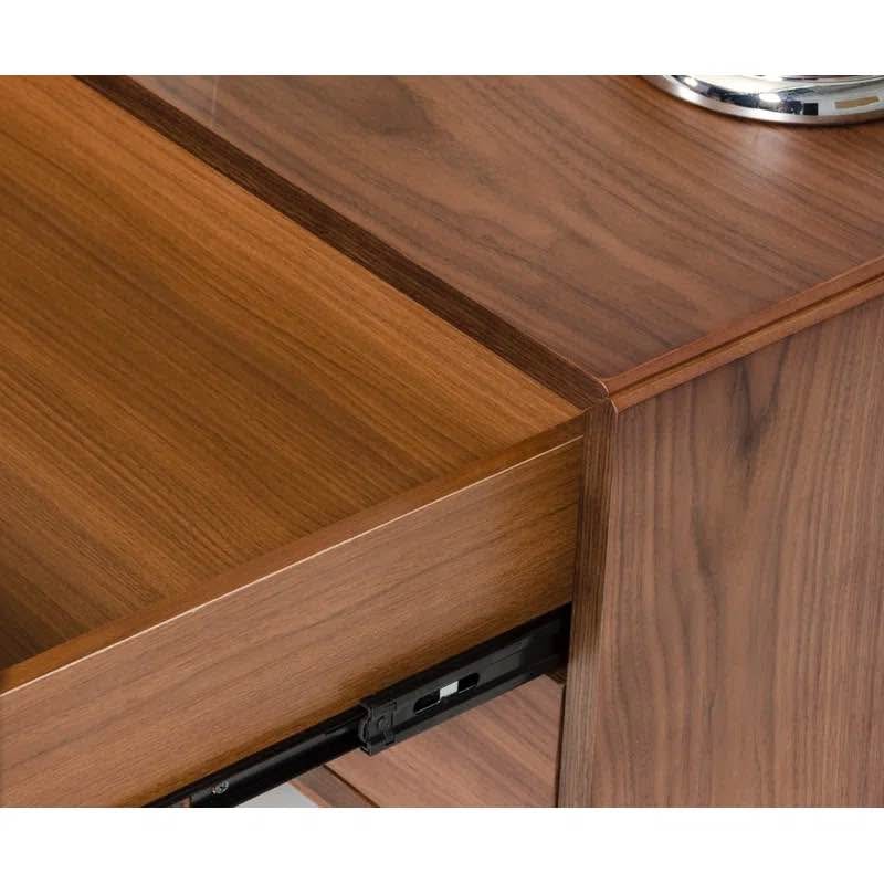 Walnut Veneer Glow 2-Drawer Nightstand