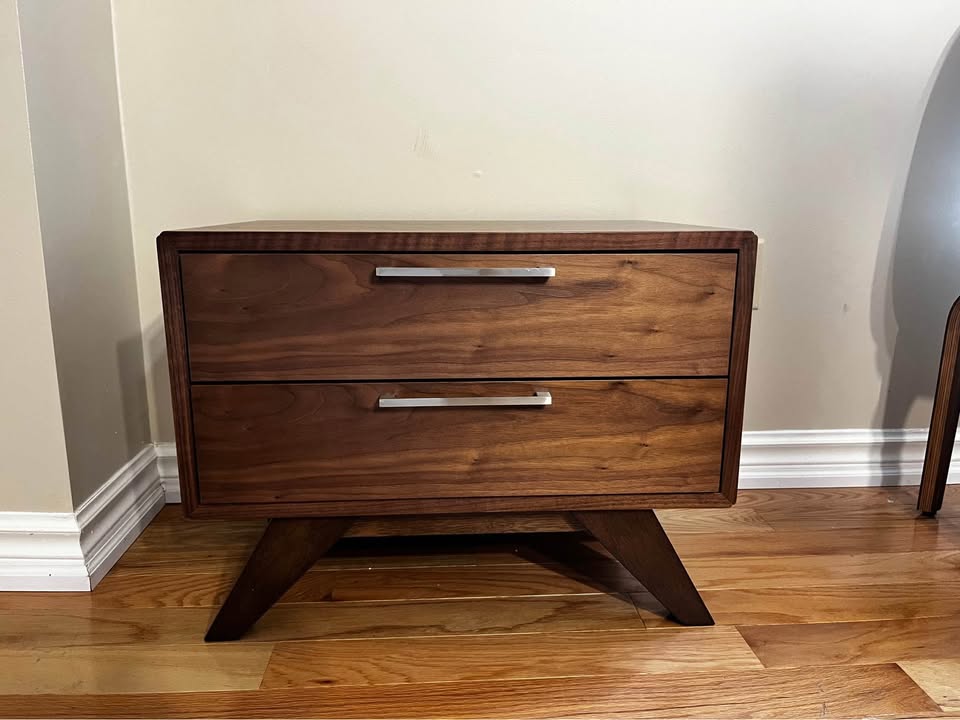 Walnut Veneer Glow 2-Drawer Nightstand