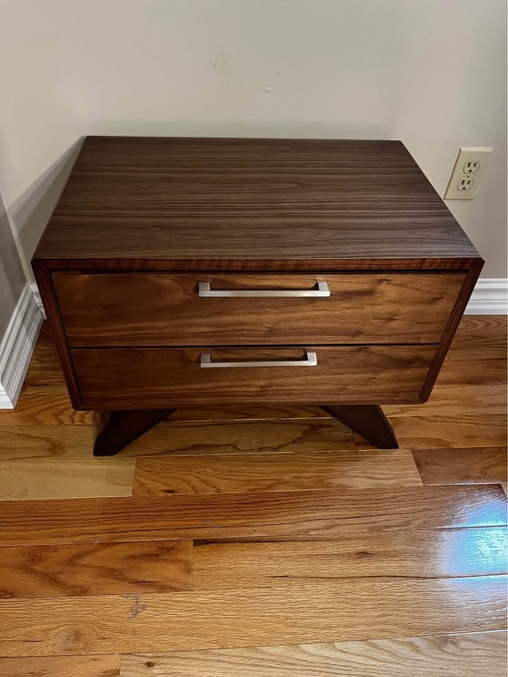 Walnut Veneer Glow 2-Drawer Nightstand