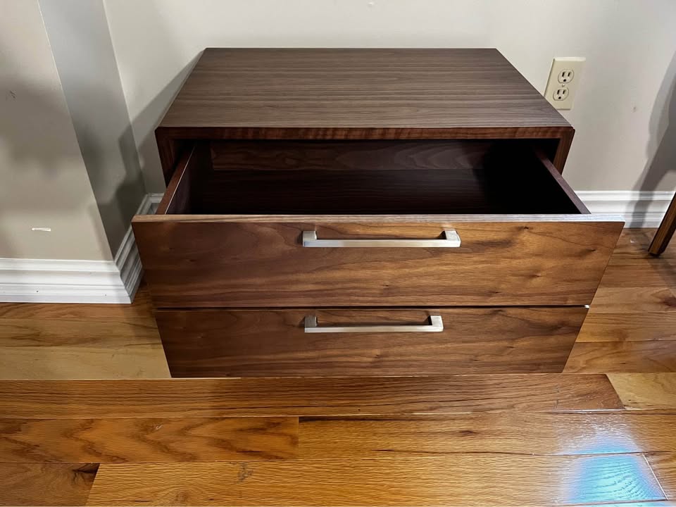 Walnut Veneer Glow 2-Drawer Nightstand