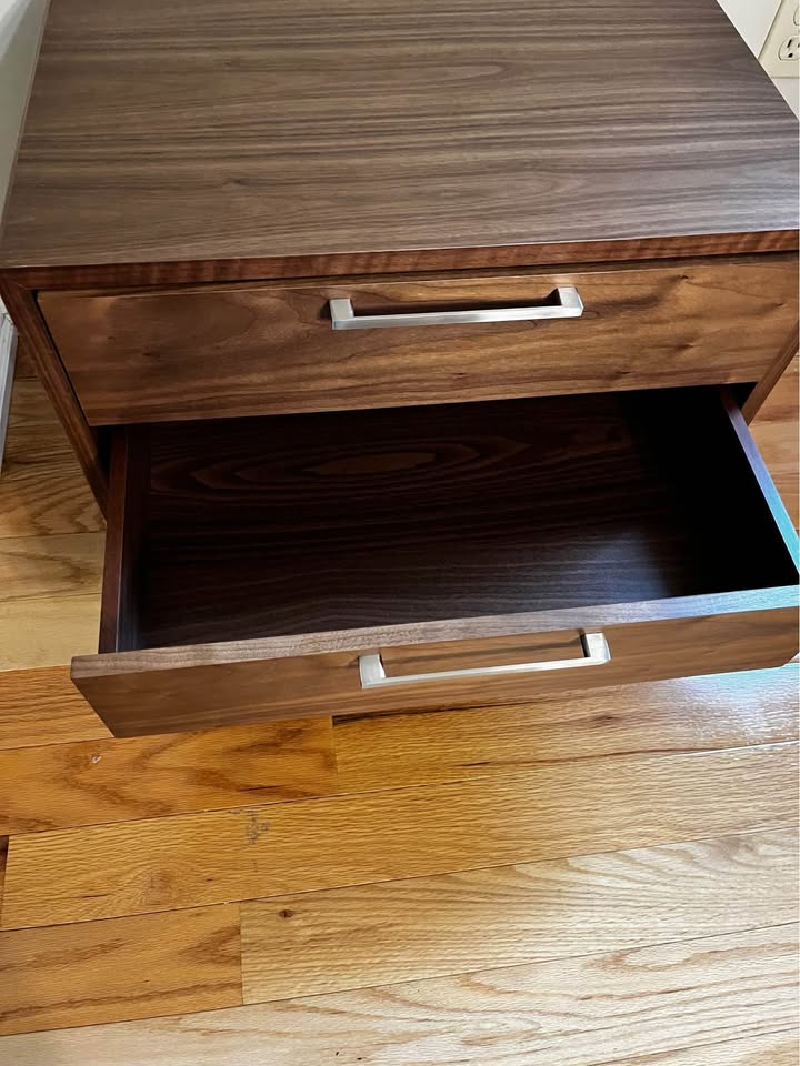 Walnut Veneer Glow 2-Drawer Nightstand