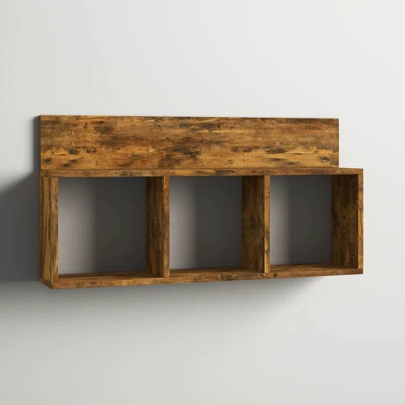 Wall-Mounted 3-Cubby Shelf with Display Ledge