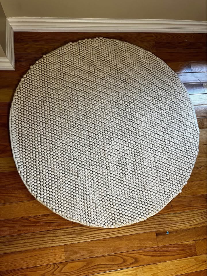 Handwoven Ivory/Beige Area Rug – Modern & Textured