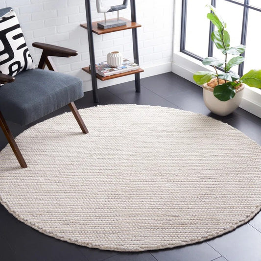 Handwoven Ivory/Beige Area Rug – Modern & Textured