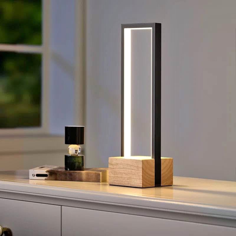 Brentnie Wooden Base Dimmable Touch-Control Table Lamp