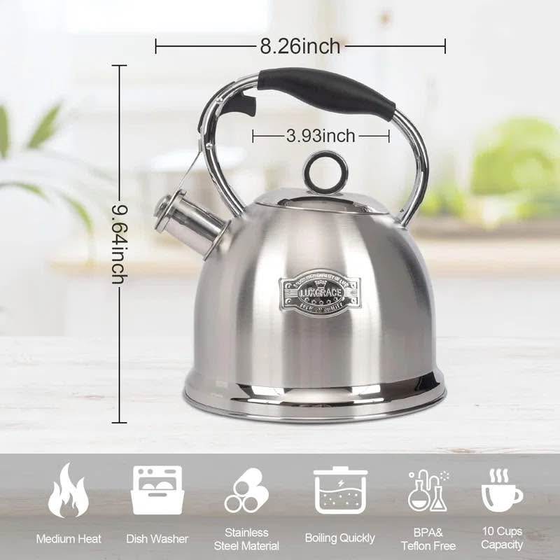 Whistling Stovetop Tea Kettle – 3.0 Quart Stainless Steel