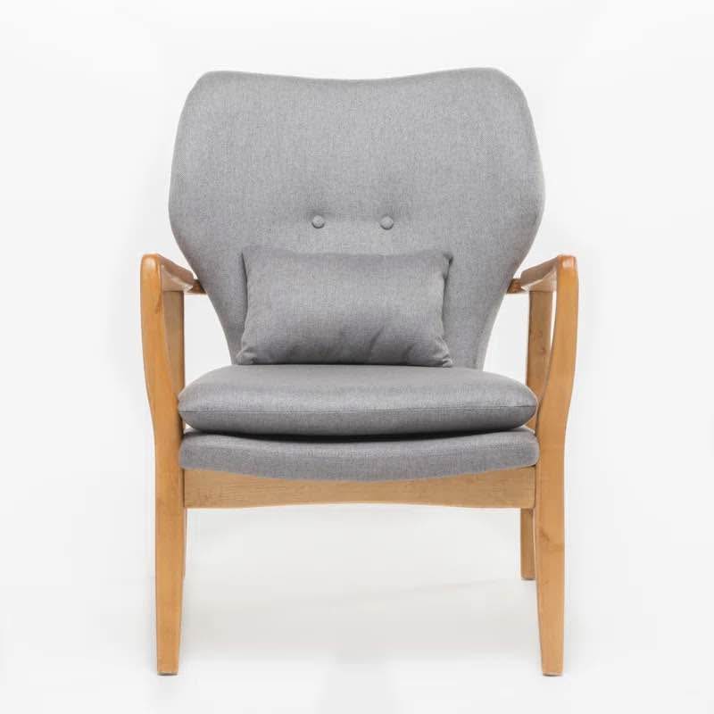 Amantha Tufted Polyester Armchair – Mid-Century Modern Design with Birch Wood Frame & Legs