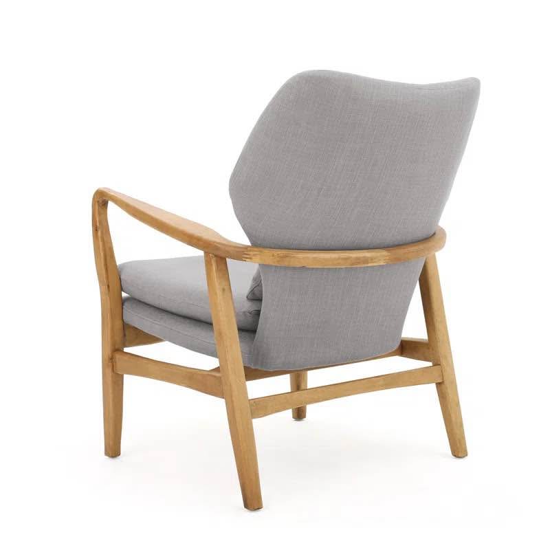 Amantha Tufted Polyester Armchair – Mid-Century Modern Design with Birch Wood Frame & Legs