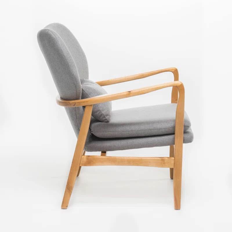 Amantha Tufted Polyester Armchair – Mid-Century Modern Design with Birch Wood Frame & Legs