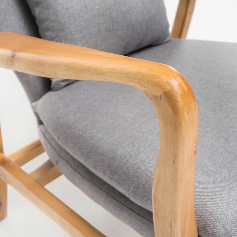 Amantha Tufted Polyester Armchair – Mid-Century Modern Design with Birch Wood Frame & Legs