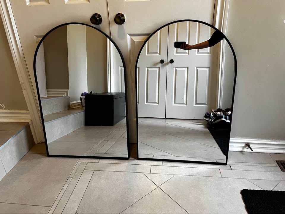 Metal Arched Bathroom/Vanity Mirrors (Set of 2)