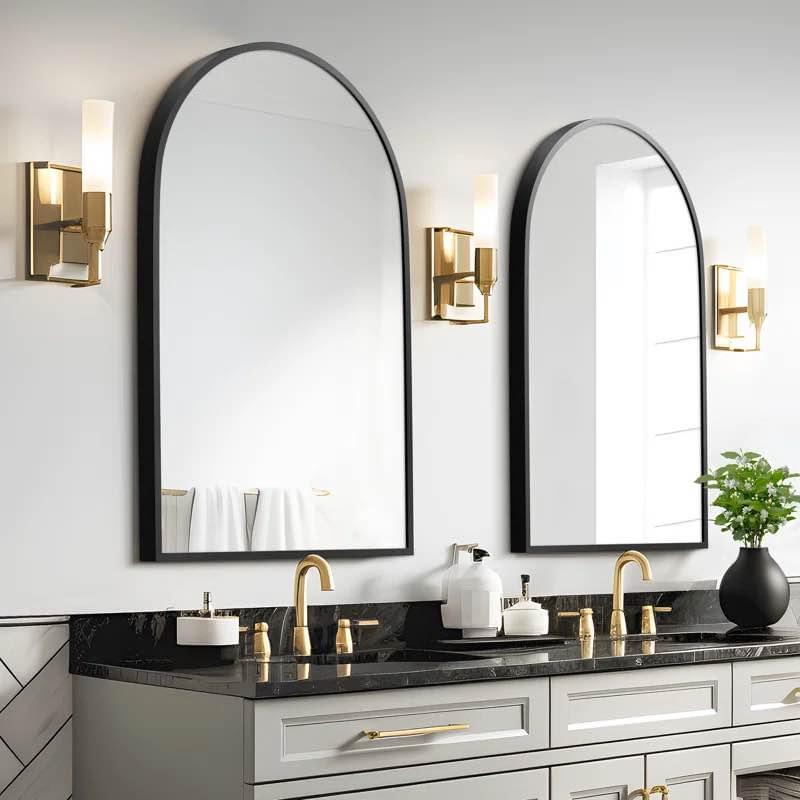 Metal Arched Bathroom/Vanity Mirrors (Set of 2)