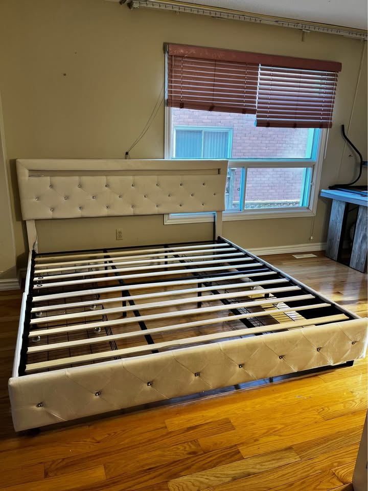 King Atrayu Upholstered Platform Storage Bed with Lighted Headboard