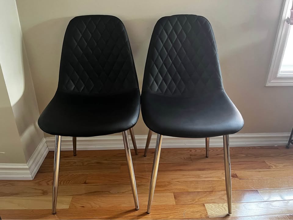 Morral Diamond-Stitched Faux Leather Dining Chairs (Set of 2)