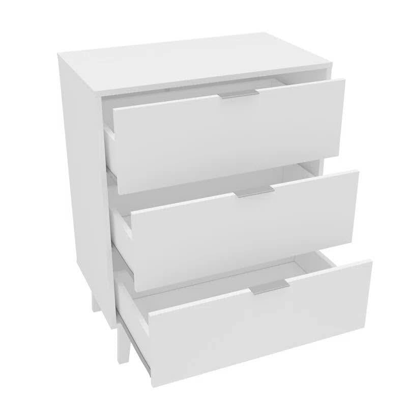 Modern White 3-Drawer Dresser