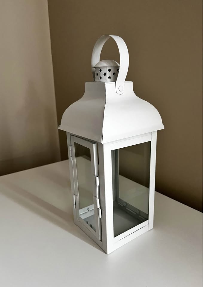 Elegant White Metal Tabletop Lantern