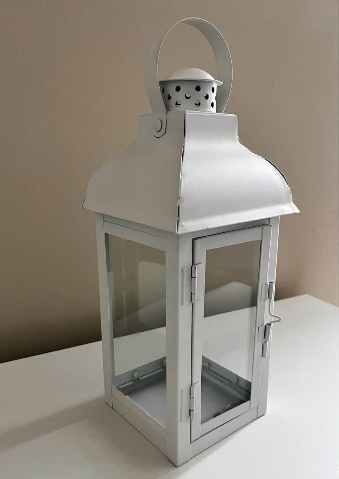 Elegant White Metal Tabletop Lantern