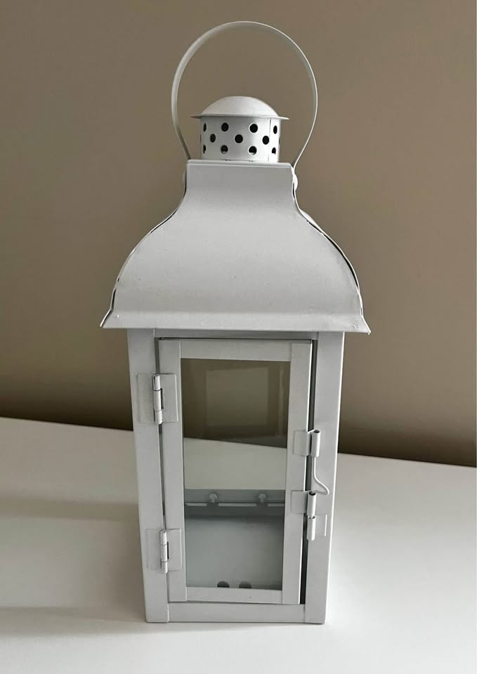 Elegant White Metal Tabletop Lantern