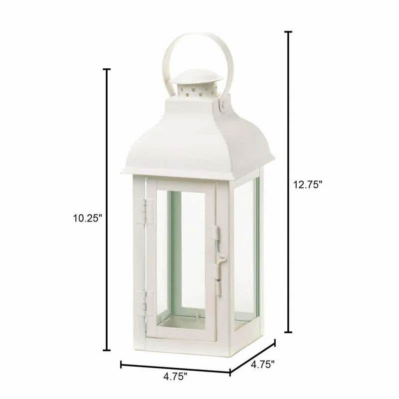 Elegant White Metal Tabletop Lantern