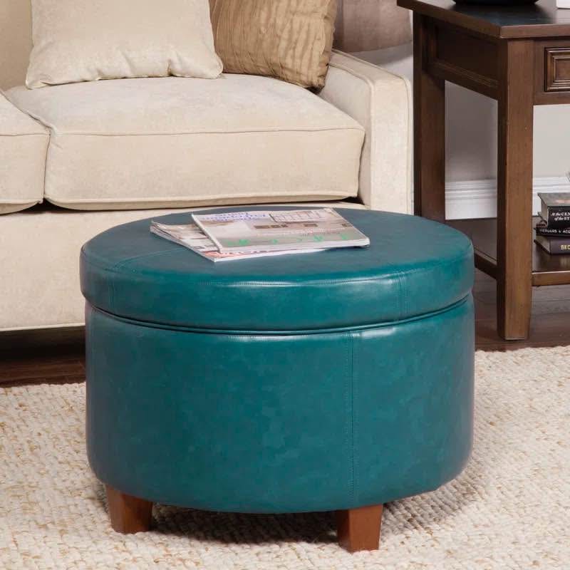 Breyonce Faux Leather Storage Ottoman – Teal