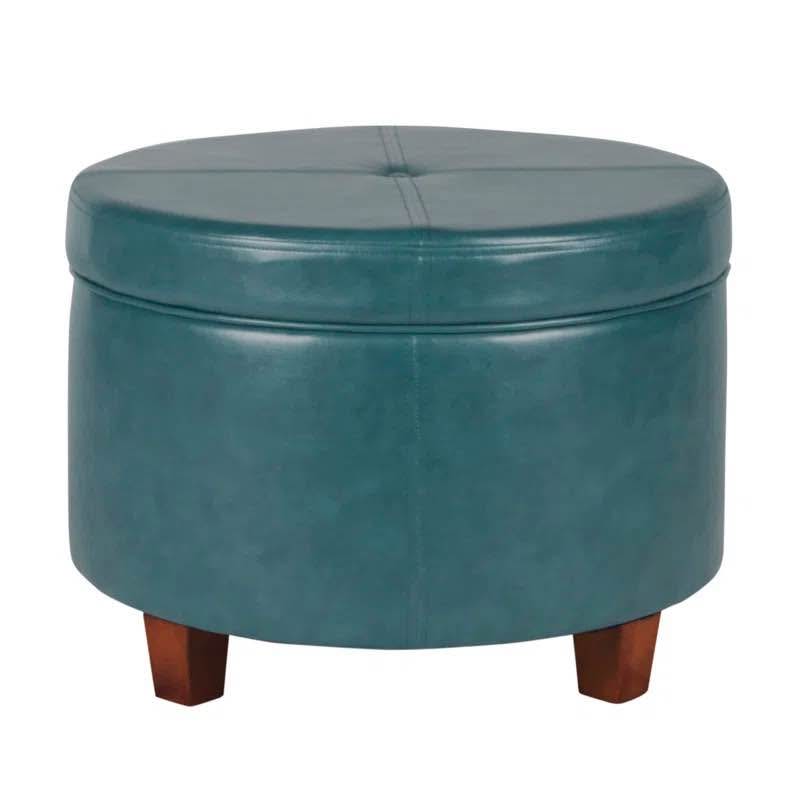 Breyonce Faux Leather Storage Ottoman – Teal