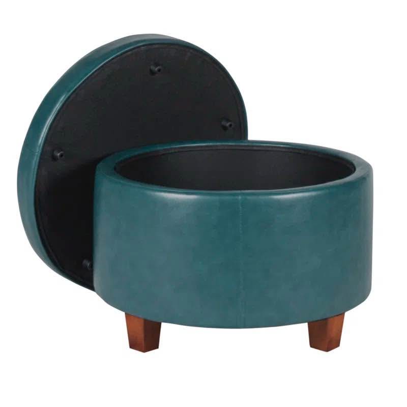 Breyonce Faux Leather Storage Ottoman – Teal