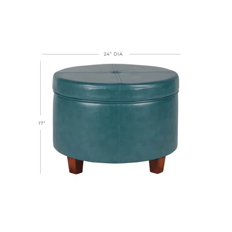 Breyonce Faux Leather Storage Ottoman – Teal