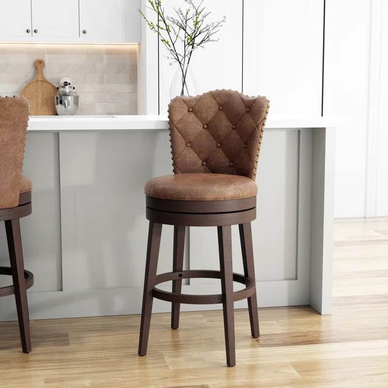 Faux Leather Swivel Counter Stool – 30.5" Seat Height