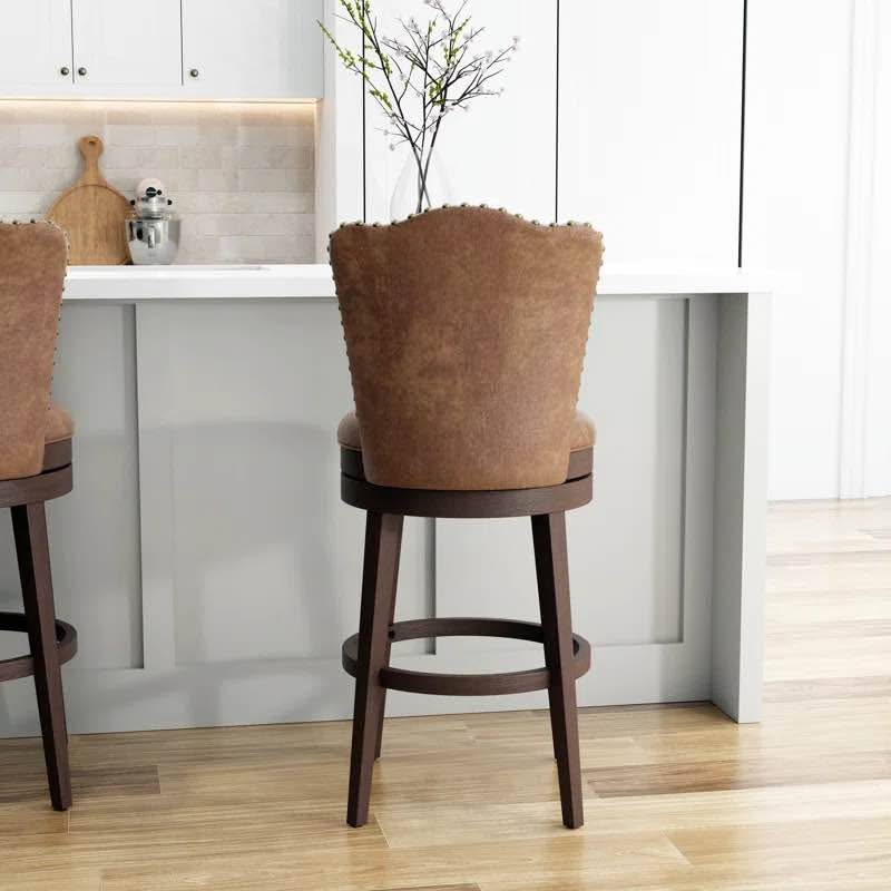 Faux Leather Swivel Counter Stool – 30.5" Seat Height