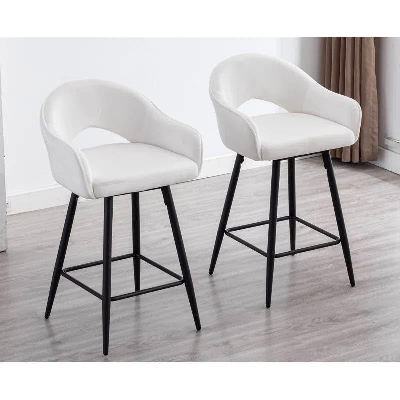 Aracelio Upholstered Counter Stool with Metal Frame (Set of 2)