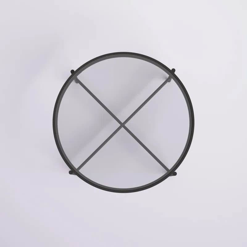 36" Round Glass and Steel Coffee Table – Black Base