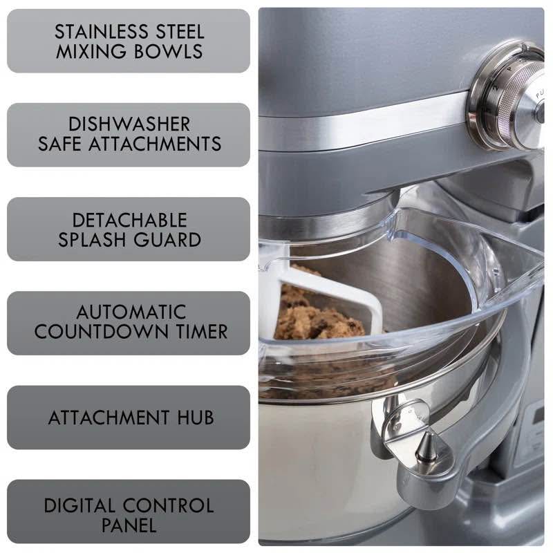 Kenmore Elite Heavy-Duty 6 Qt Bowl-Lift Stand Mixer – 600W – Silver