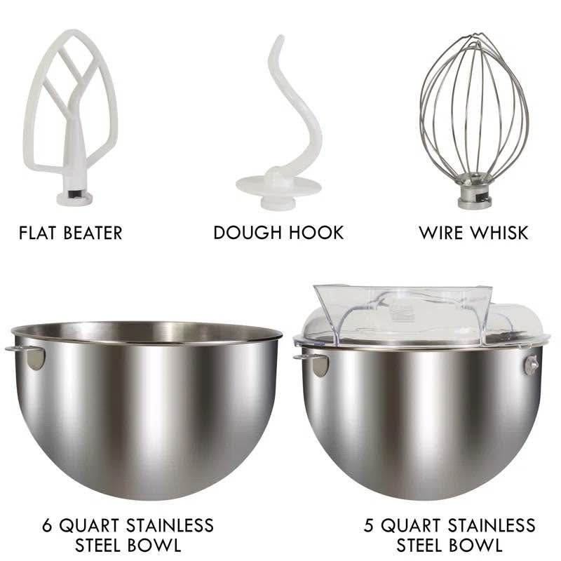 Kenmore Elite Heavy-Duty 6 Qt Bowl-Lift Stand Mixer – 600W – Silver