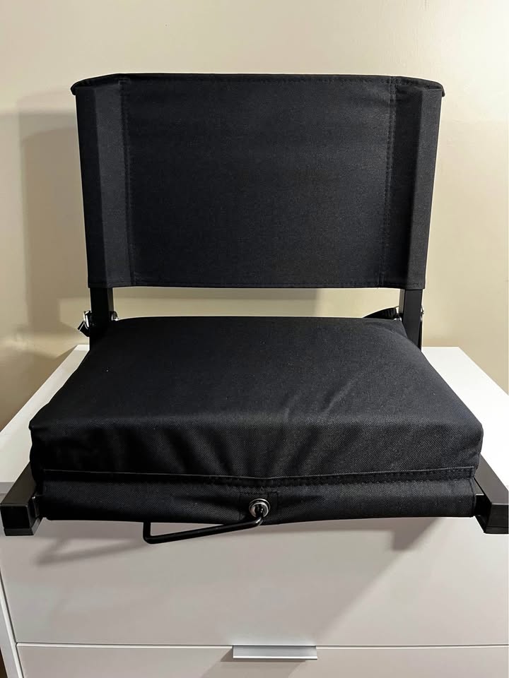 Black Folding Stadium Seat with Cushions – Extra Padded Comfort