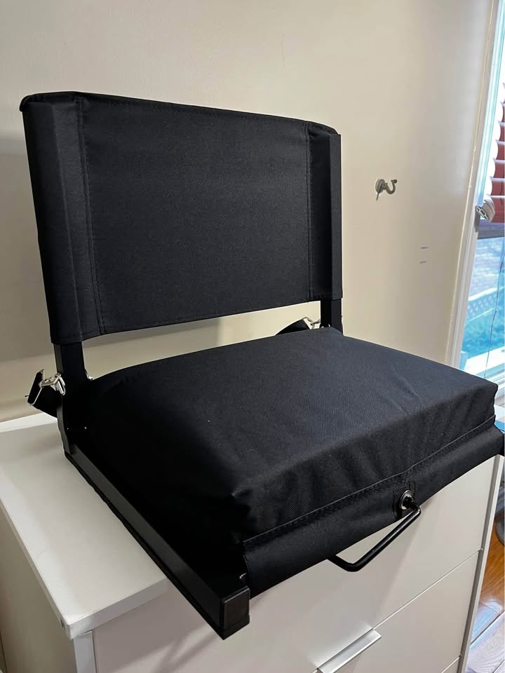Black Folding Stadium Seat with Cushions – Extra Padded Comfort