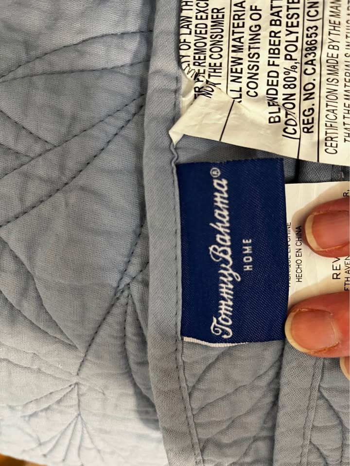 Tommy Bahama Costa Sera Stitch Reversible Cotton Quilt – Blue (Full/Queen)