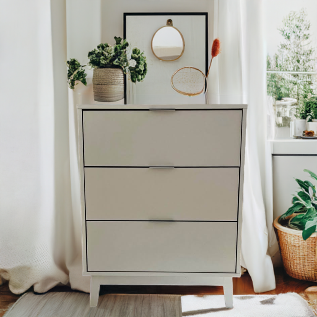 Modern White 3-Drawer Dresser