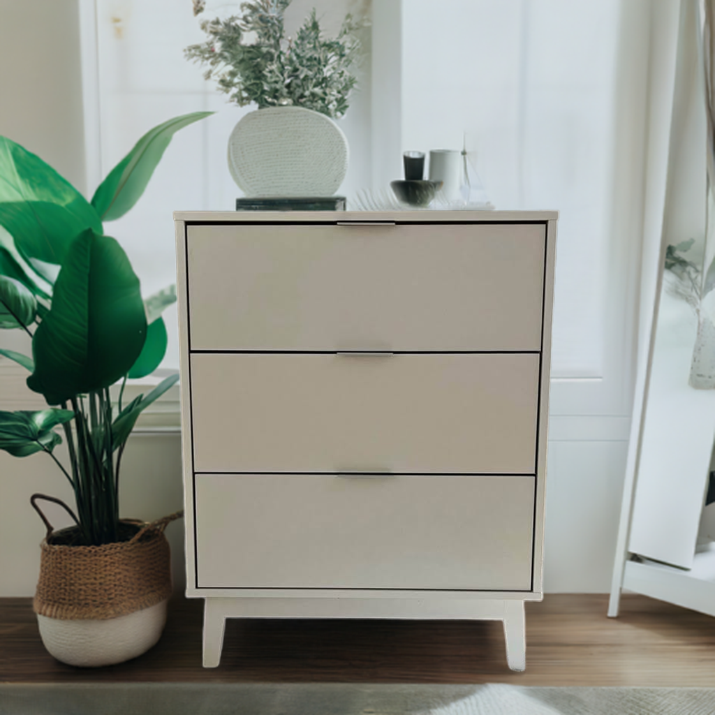 Modern White 3-Drawer Dresser